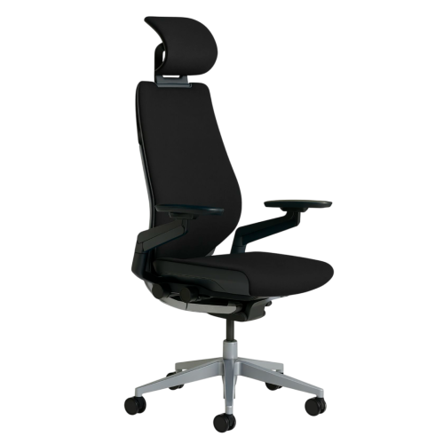 Кресло Steelcase Gesture Onyx / Рlаtinum Меtаlliс с подголовником