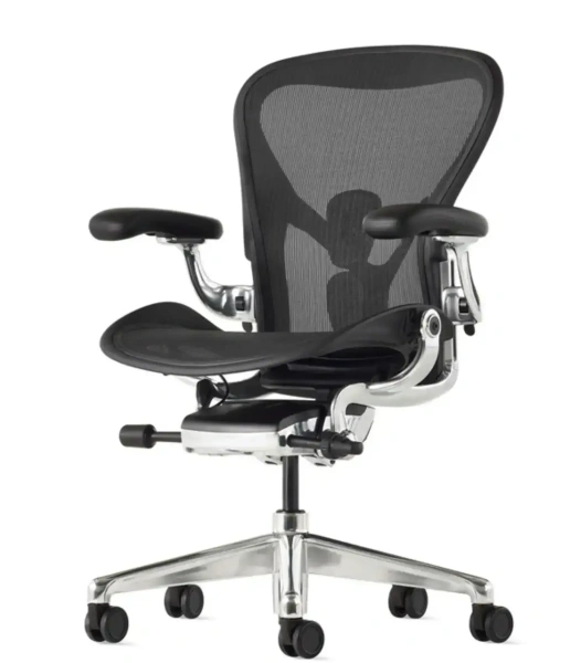 Кресло Herman Miller Aeron Black Onyx / Polished Aluminum, размер B